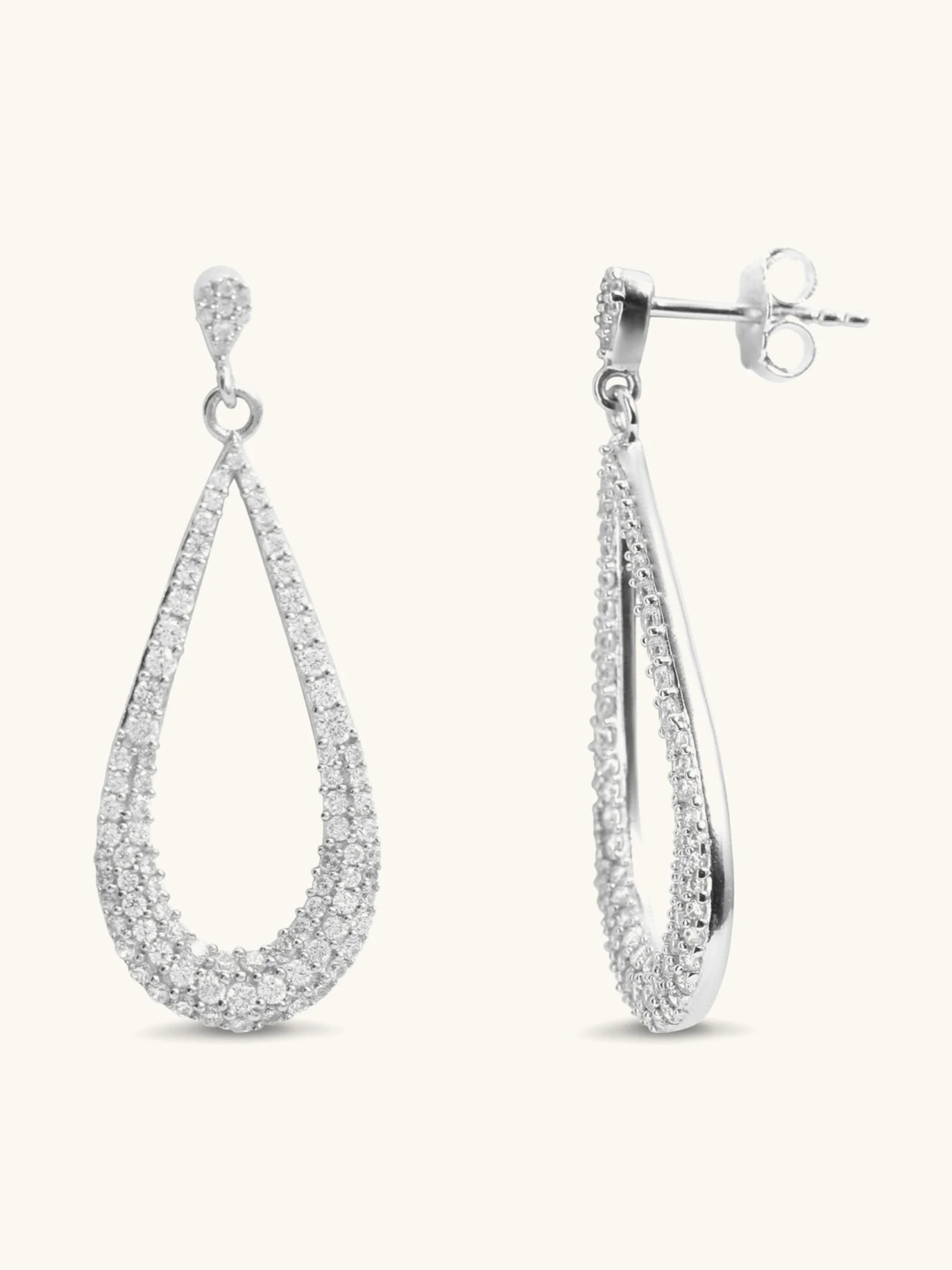Mabel 92.5 Sterling Silver Pear Pave Dangler Earrings for Women