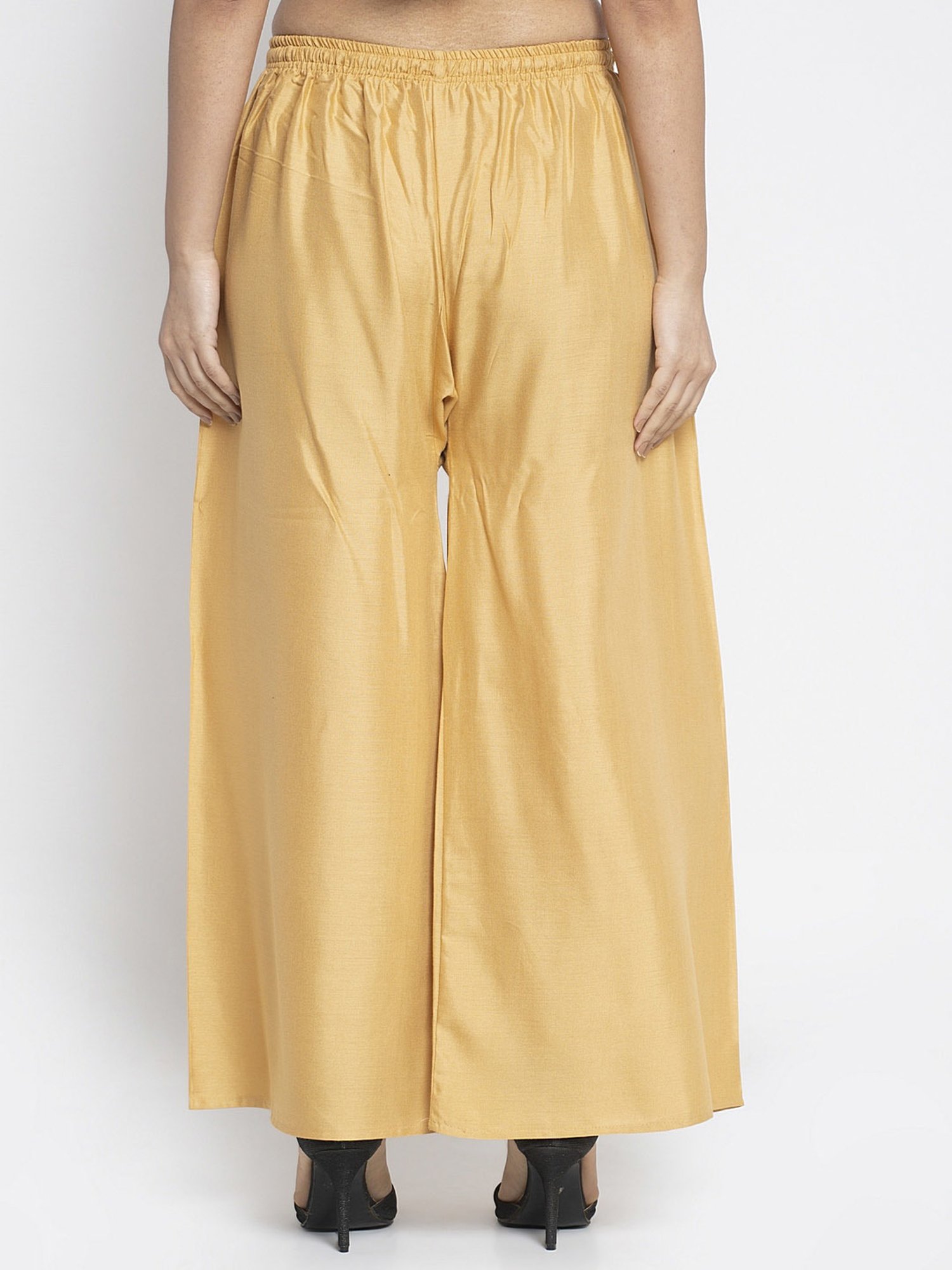 Gracit Beige & Green Rayon Palazzos - Pack of 2