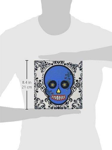 3dRose LLC 8 X 8 X 0.25 Inches Day of The Dead Skull Dia De Los Muertos Sugar Blue White Black Scroll Design Mouse Pad (mp_28874_1)