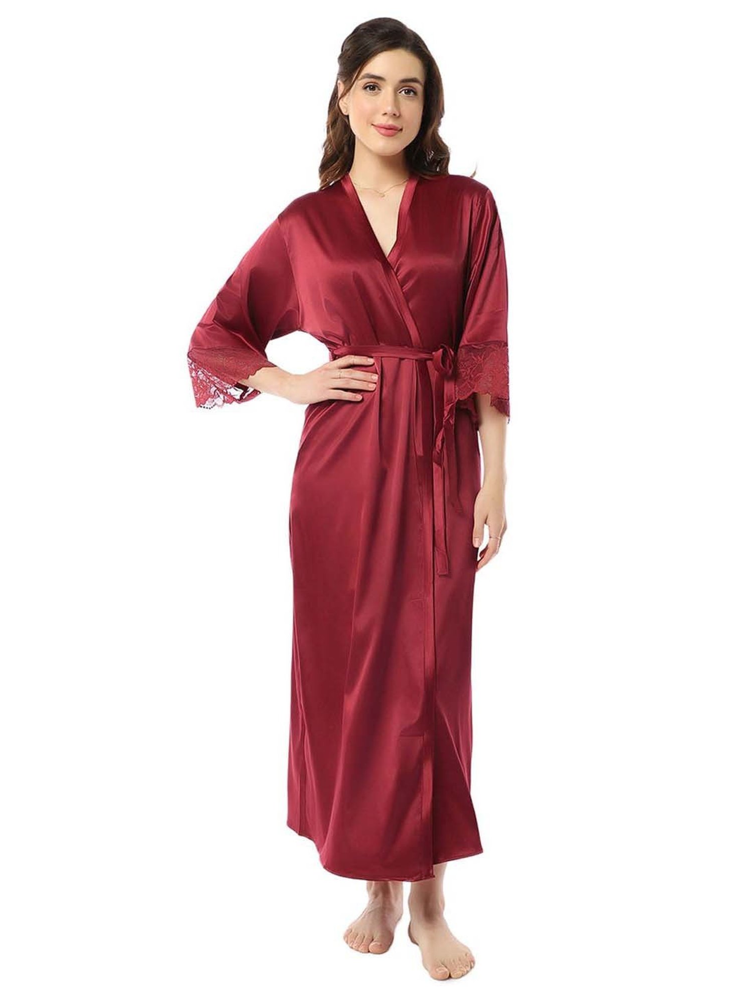 Amante Maroon Plain Robe