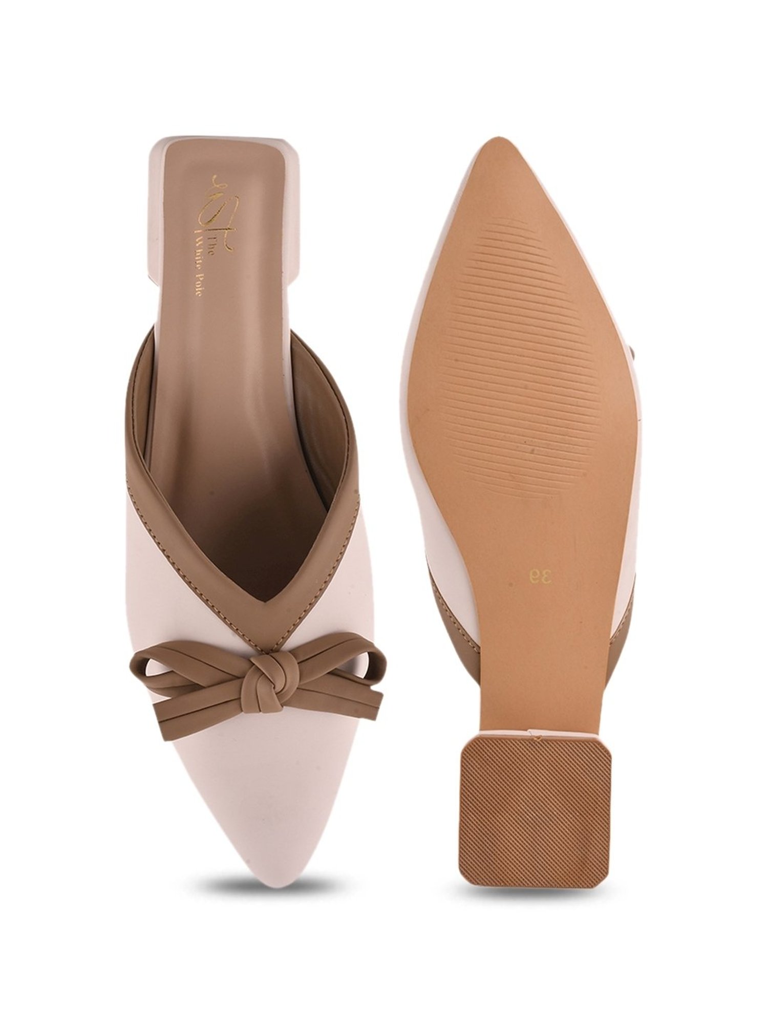 The White Pole Women's Cream Mule Shoes
