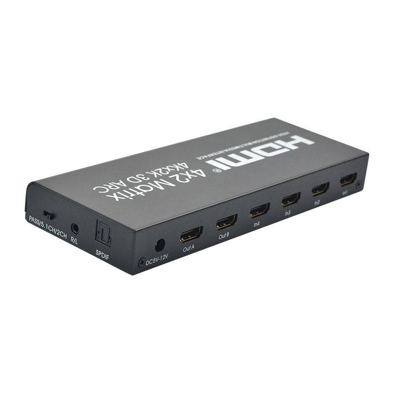 HDMI 4X2 Matrix Switch Switcher HDMI Splitter Support ARC 4Kx2K SPDIF coaxial stereo headphone audio output for PC