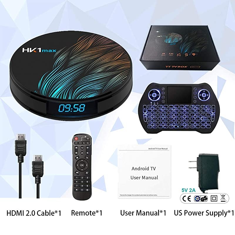TV Box 100 4GB 64GB Smart TV Box Box RK3318 USB 30 Ultra HD 1080P 4K HDR WiFi 24GHz 58GHz Bluetooth 41 Set Top Box with Mini Wireless Backlit Keyboard HK1 MAX 4G 64G