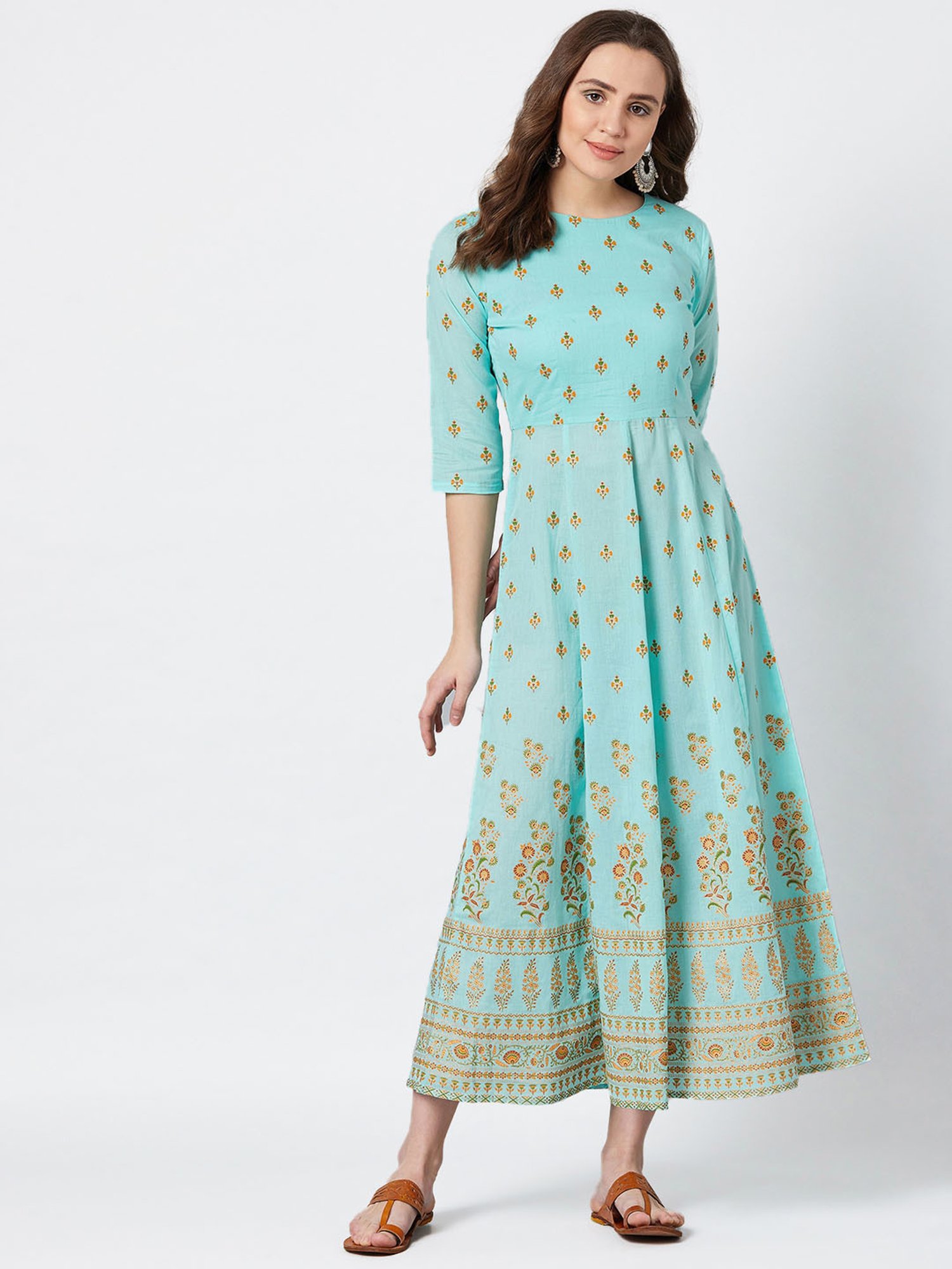 PANIT Blue Printed Anarkali Kurta