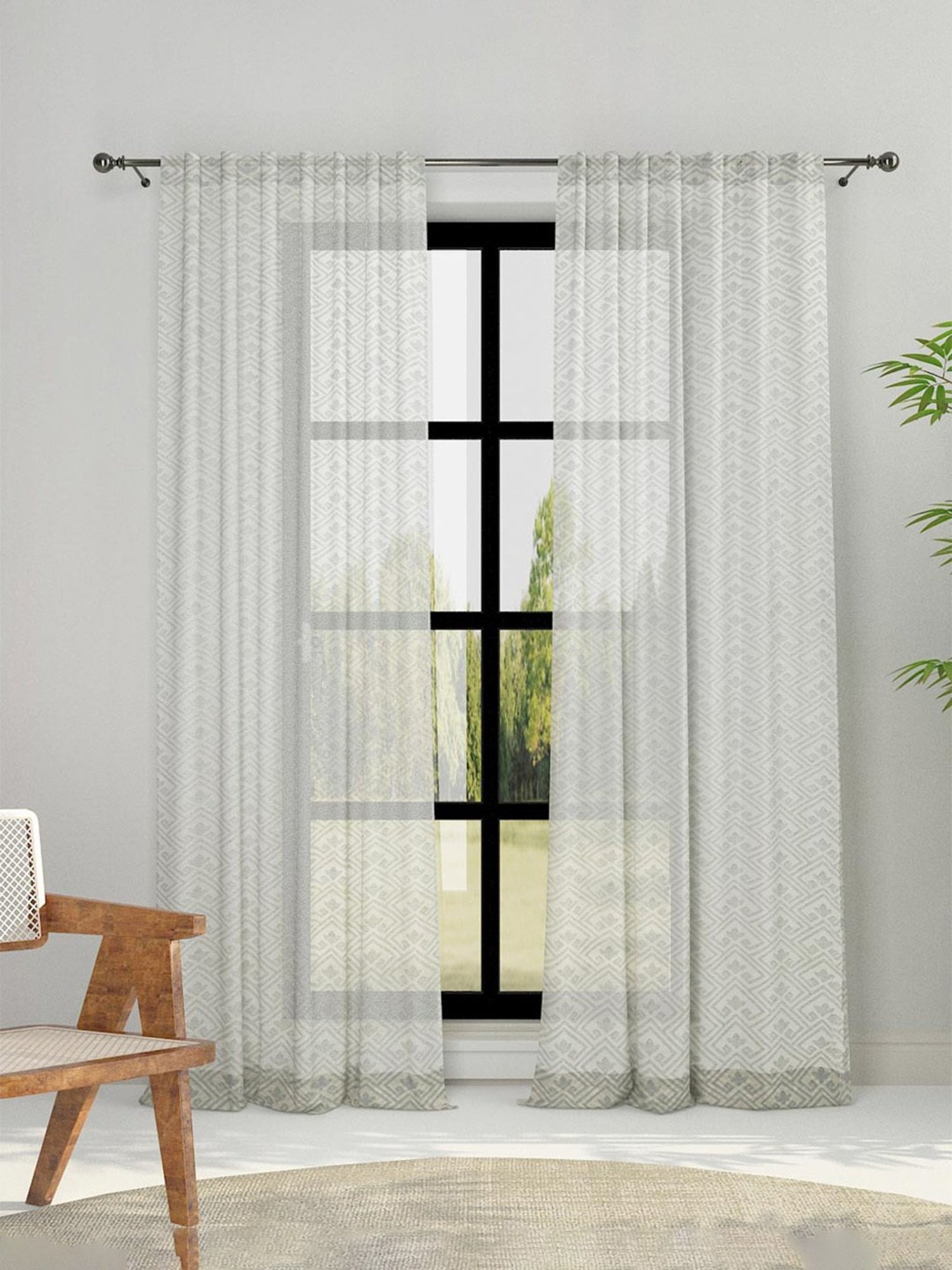 Fabindia Home Coramandel Woven Grey Cotton 7 ft Door Curtain