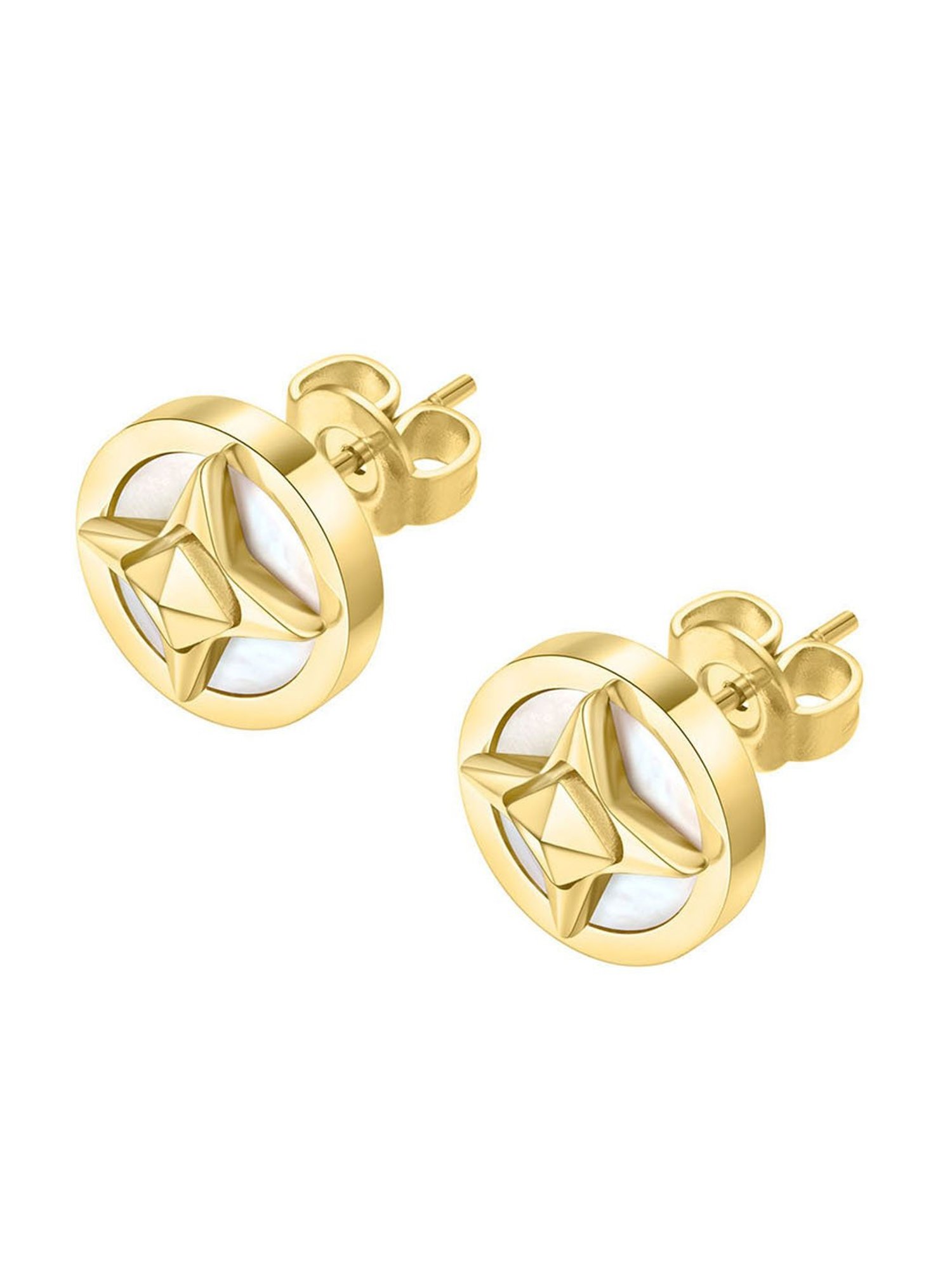 Police Lucky Star Golden Stud Earrings for Women