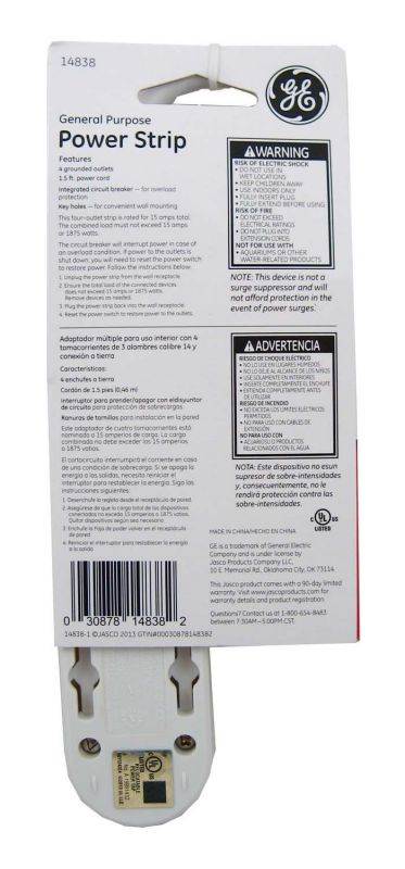 GE 4-Outlet General Purpose Power Strip