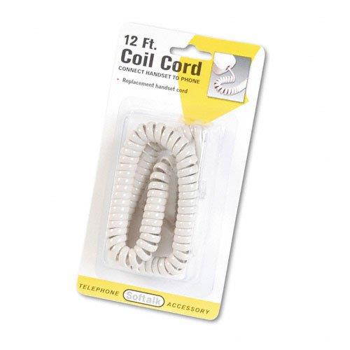Softalk : Coiled Phone Cord, 12ft, Ivory -:- Sold as 2 Packs of - 1 - / - Total of 2 Each