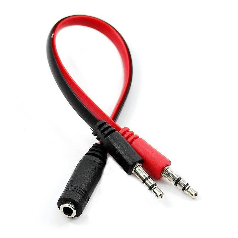 3.5mm Female to Dual Male Mic Audio Y Splitter Cable Extension Cord For PC
