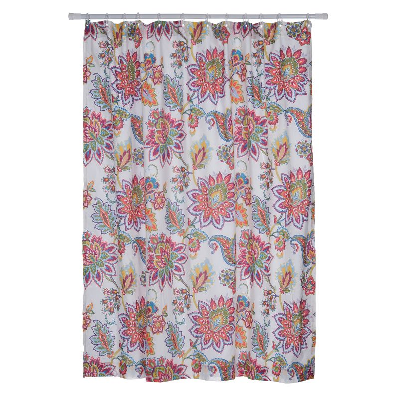 Palladium Coral Floral Lined Shower Curtain with Grommets  - Levtex Home