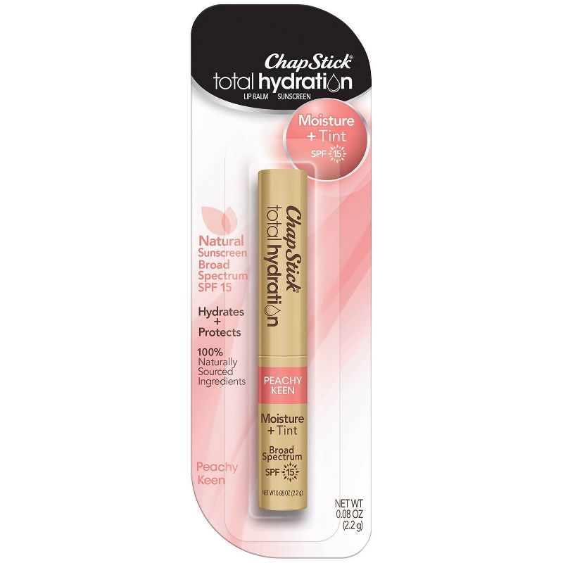 Chapstick Total Hydration Moisture + Tinted Lip Balm - SPF 15 - Peachy Keen - 0.08oz
