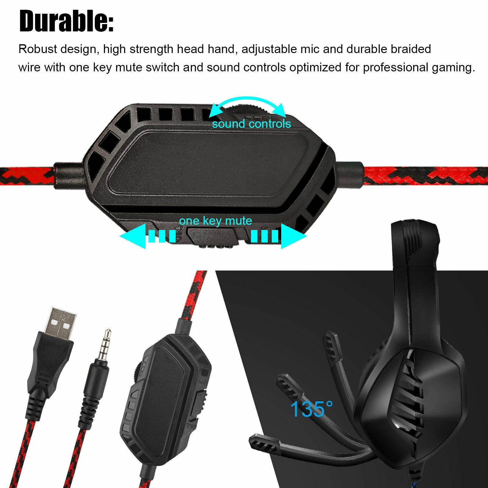 for PS4 Xbox  Switch PC Stereo 3.5mm Wired Gaming Headset [Black/Red]