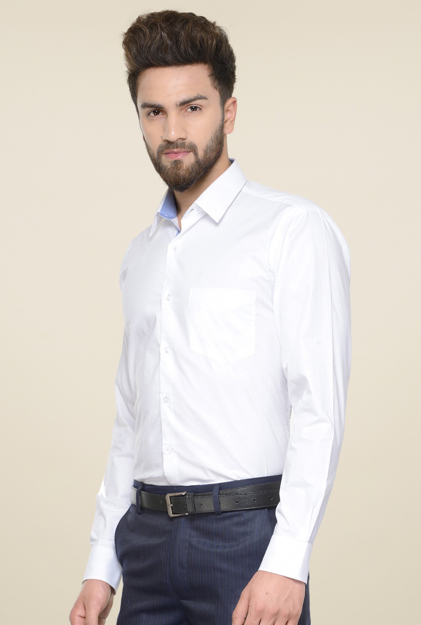 Hancock White Cotton Slim Fit Shirt