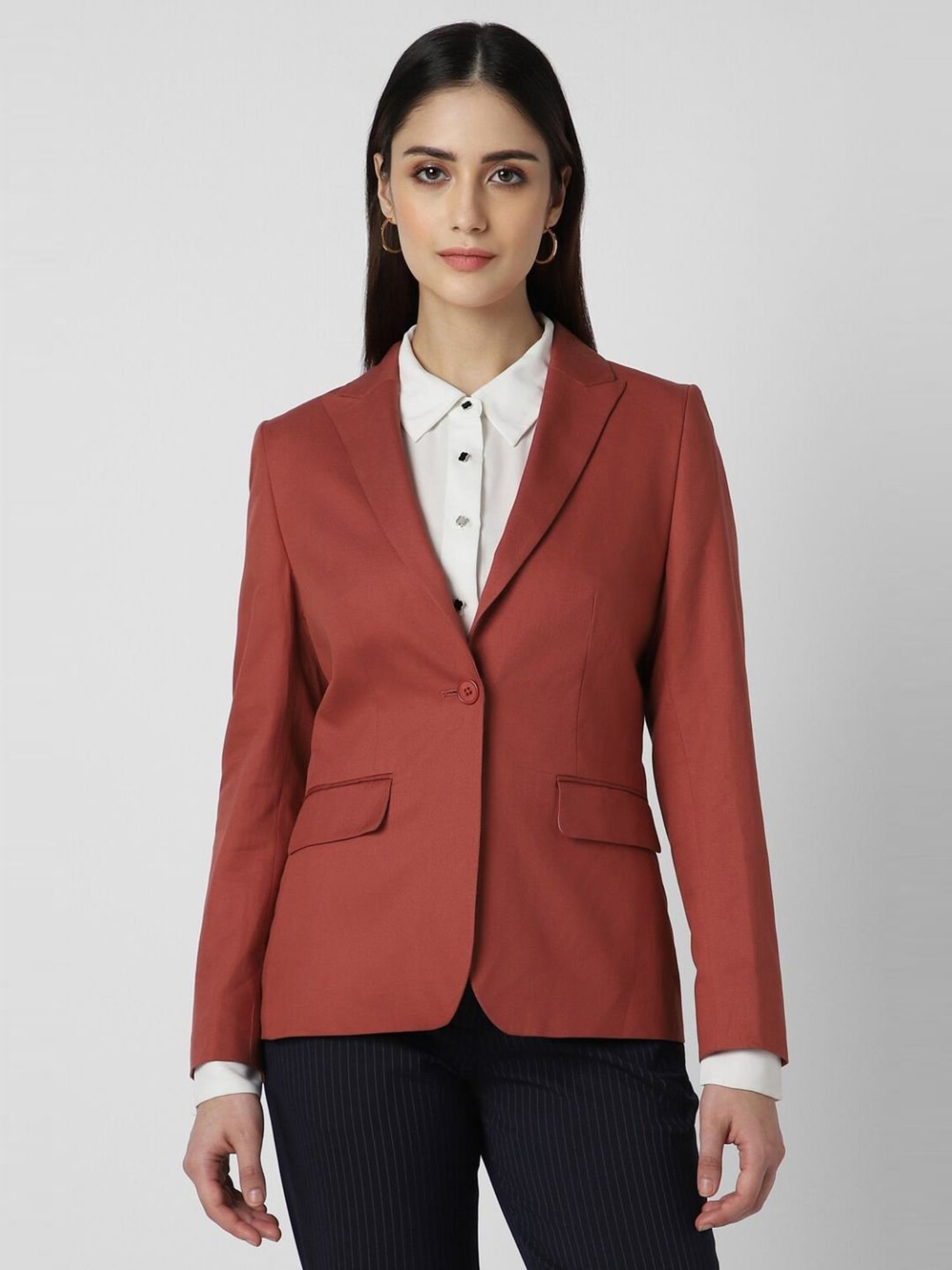 Van Heusen Orange Cotton Formal Blazer
