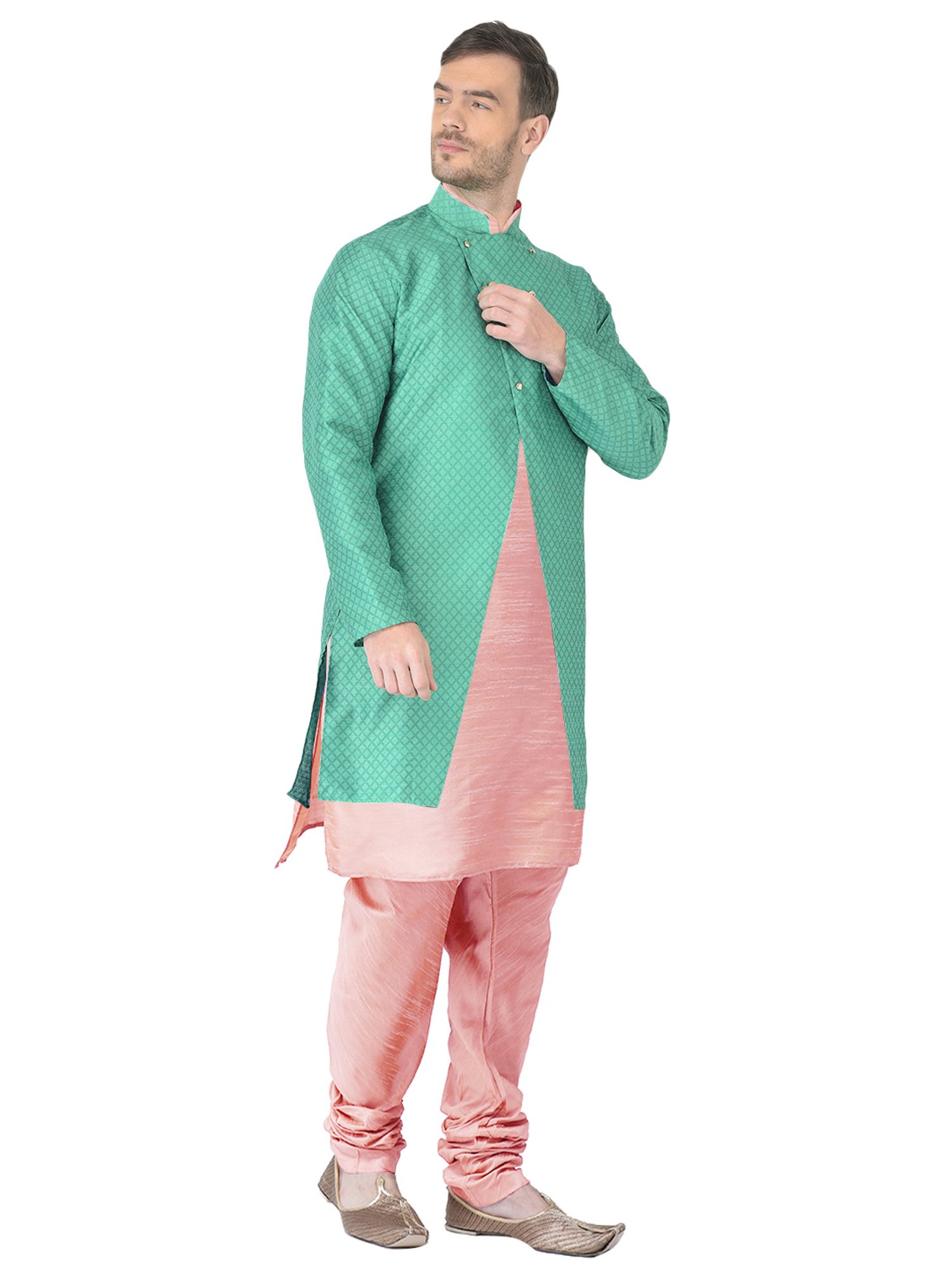SG RAJASAHAB Multi Regular Fit Self Pattern Kurta Set