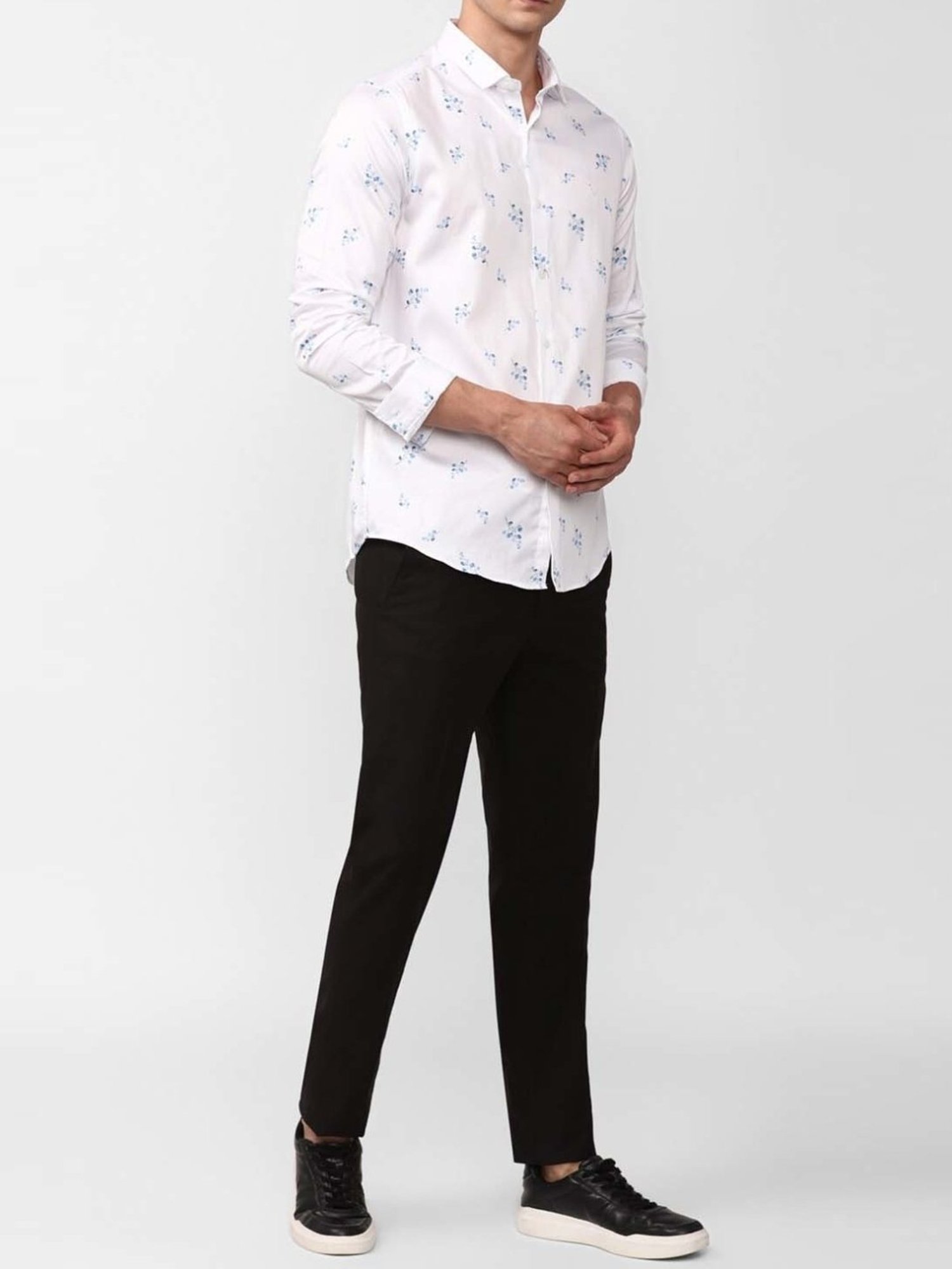 Simon Carter London White Printed Slim Fit Casual Shirt