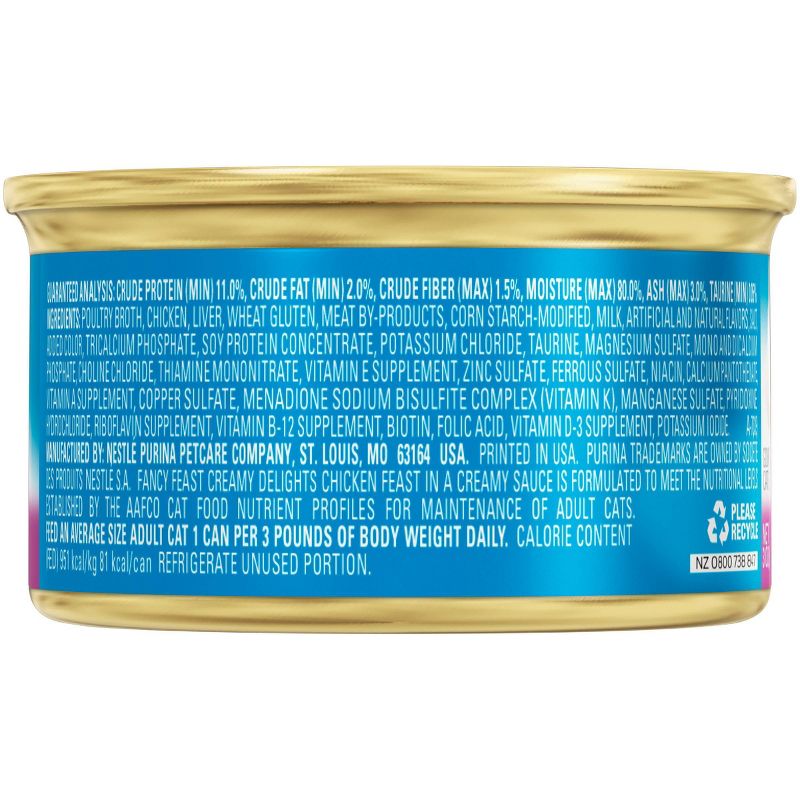 Purina Fancy Feast Creamy Delights In a Creamy Sauce with a Touch of Real Milk Gourmet Wet Cat Food Chicken Feast  - 3oz
