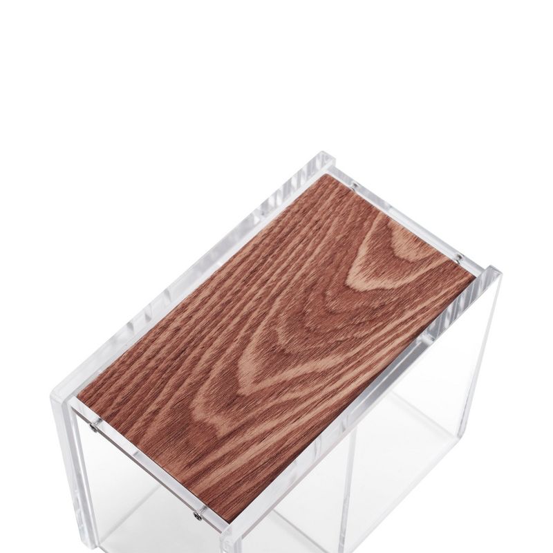 ZODACA Divided Clear Acrylic Wood Base Pen Holder