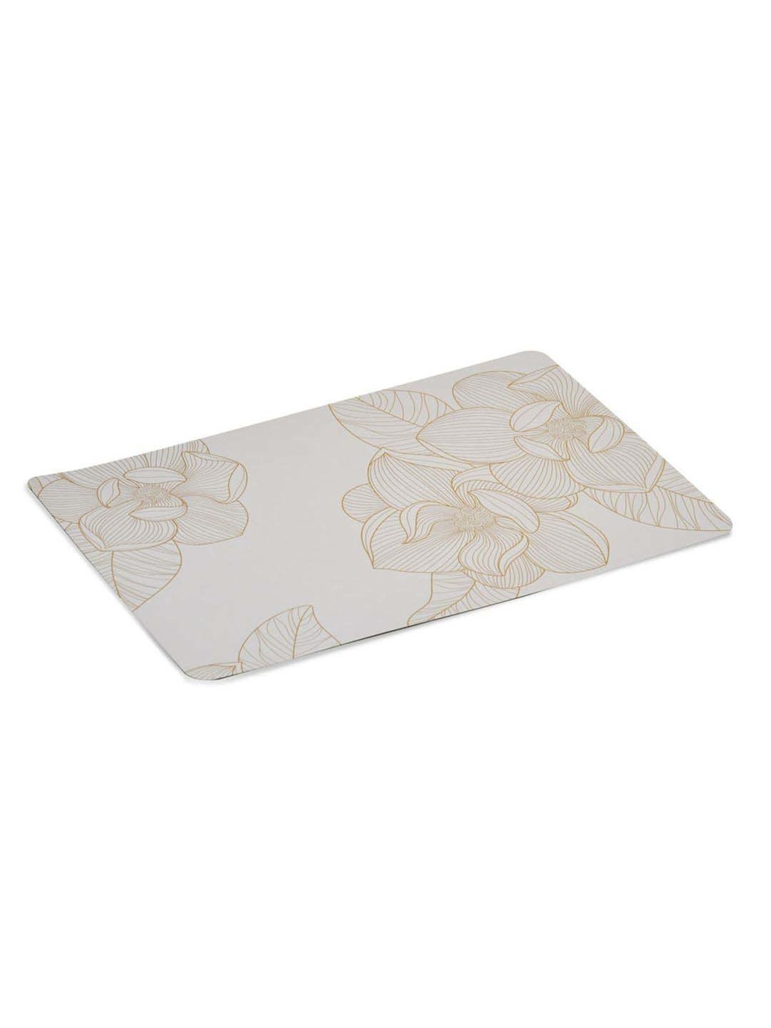 @home White Stainless Steel Rectangular Floral Table Placemat - Set of 4