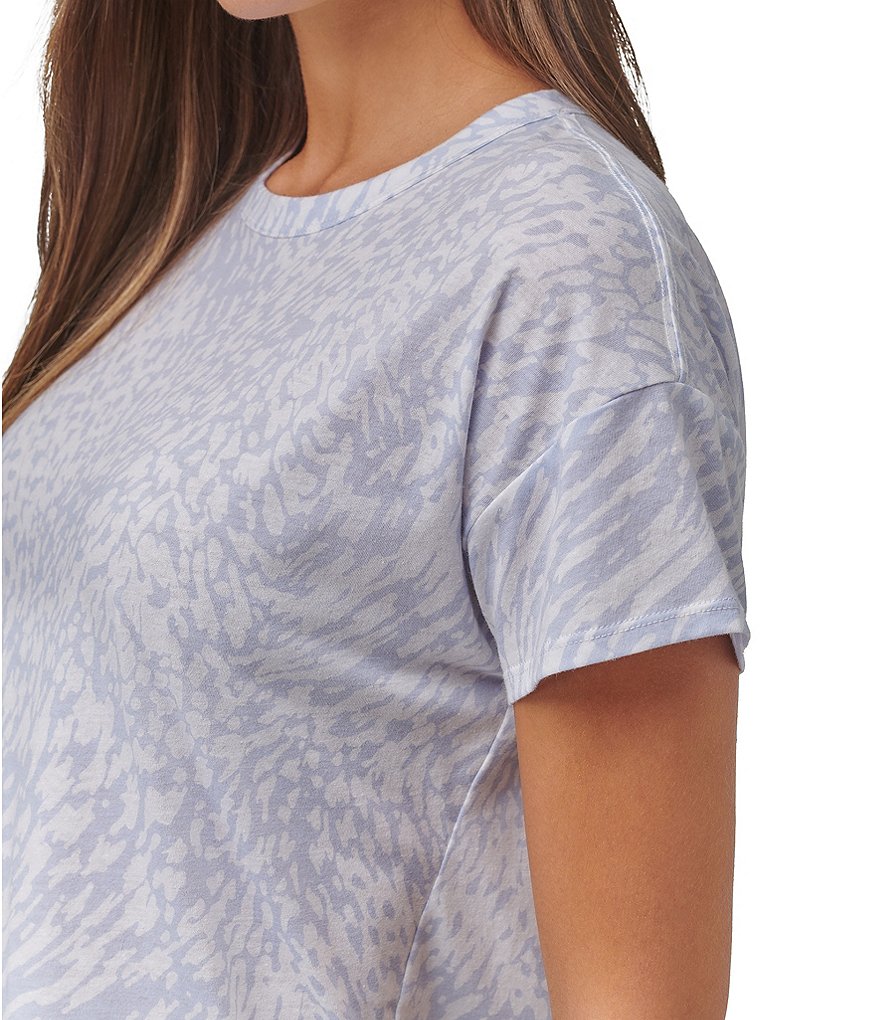 Marc New York Boxy Short Sleeve Crew Neck Animal Printed Jersey Top