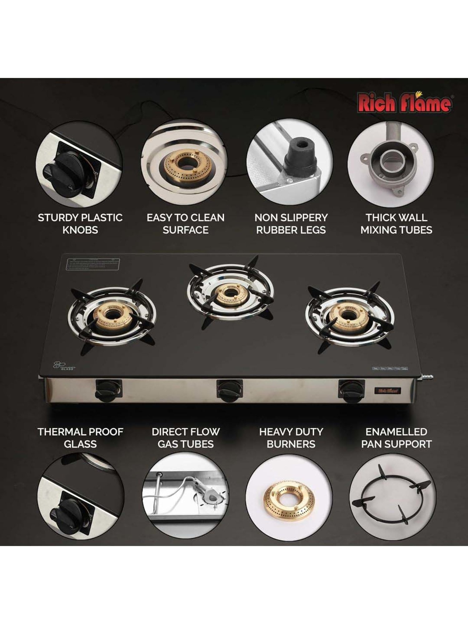 Range Kleen 4pc Porcelain Drip Pan Set Black