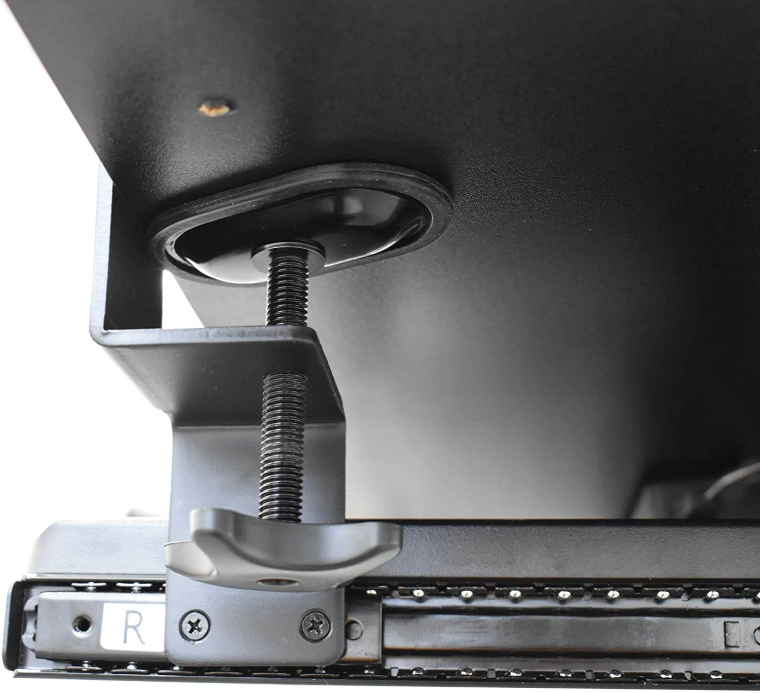 360 Clamp-On Under-The-Desk Sliding Keyboard Tray Extra-Wide Shelf Holder, 31.5", Black