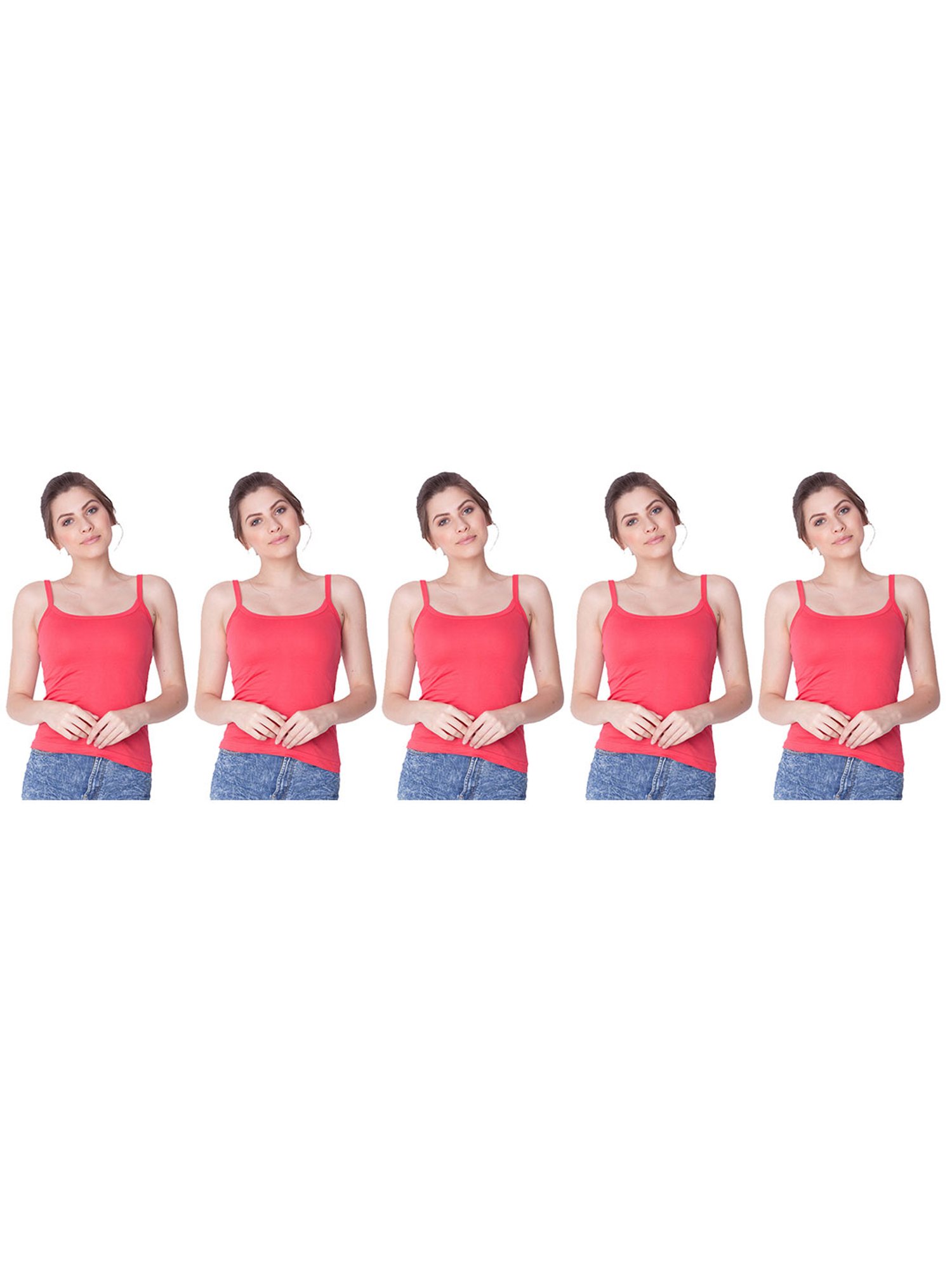 Dollar Missy Red Cotton Camisole (Pack of 5)