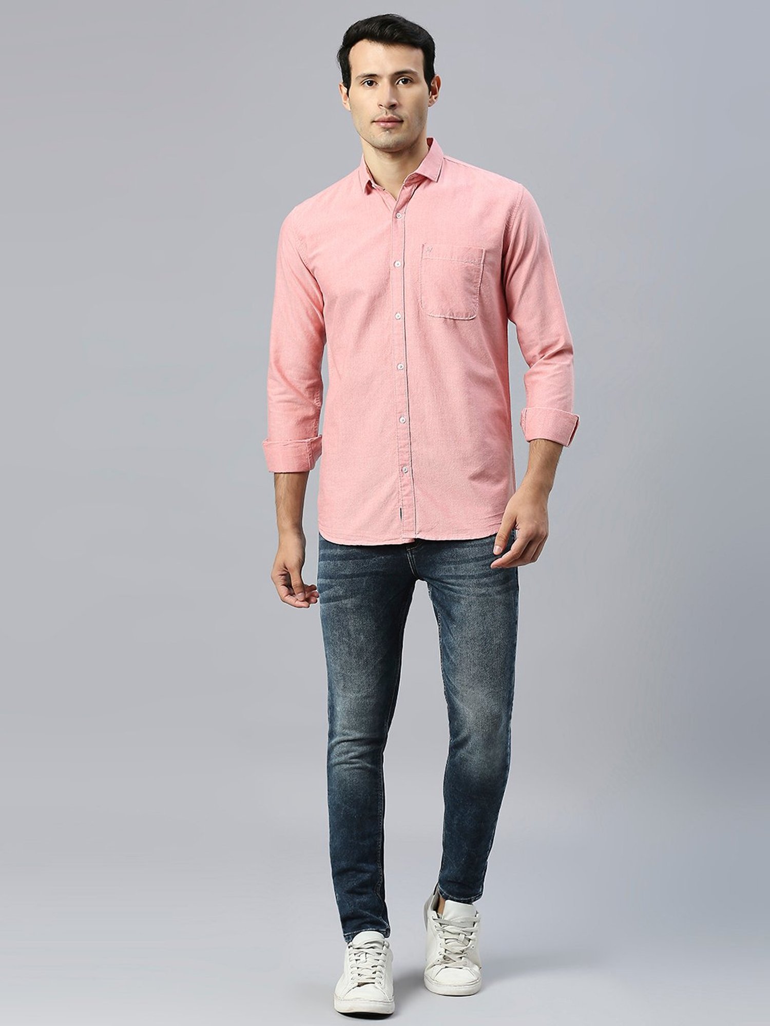 HJ HASASI Pink Slim Fit Cotton Shirt