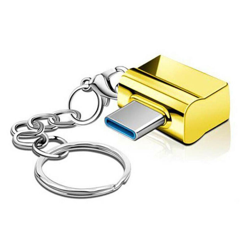 USB C to USB Adapter with Keychain, USB Type-C to USB2.0 Converter for USB C PD Charger Mouse Keyboard Flash Disk, Gold