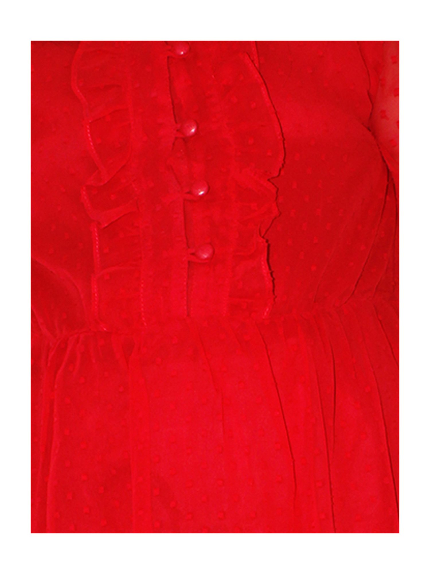 Kiddopanti Kids Red Self Design Full Sleeves Dress