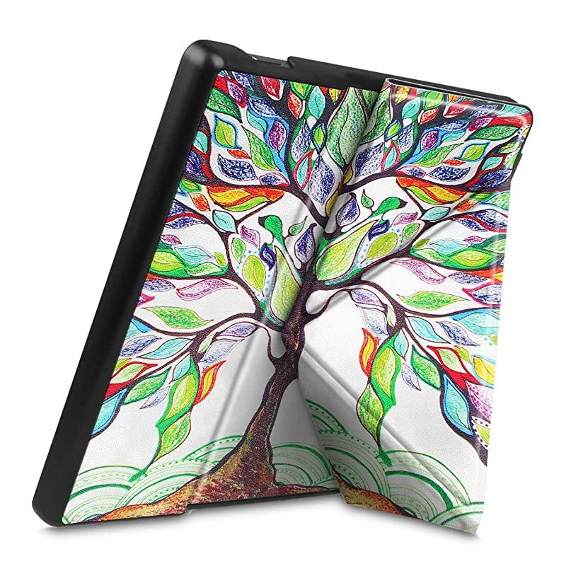 Origami Case for AllNew Kindle Oasis 10th Generation 2019 Release and 9th Generation 2017 Release Slim Fit Stand Cover Support Hands Free Reading with Auto Wake Sleep Love Tree