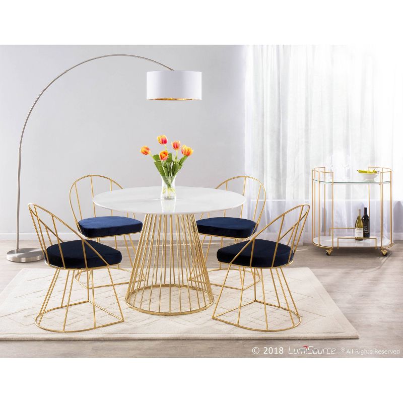 Canary Contemporary/Glam Dining Table Gold/White - LumiSource