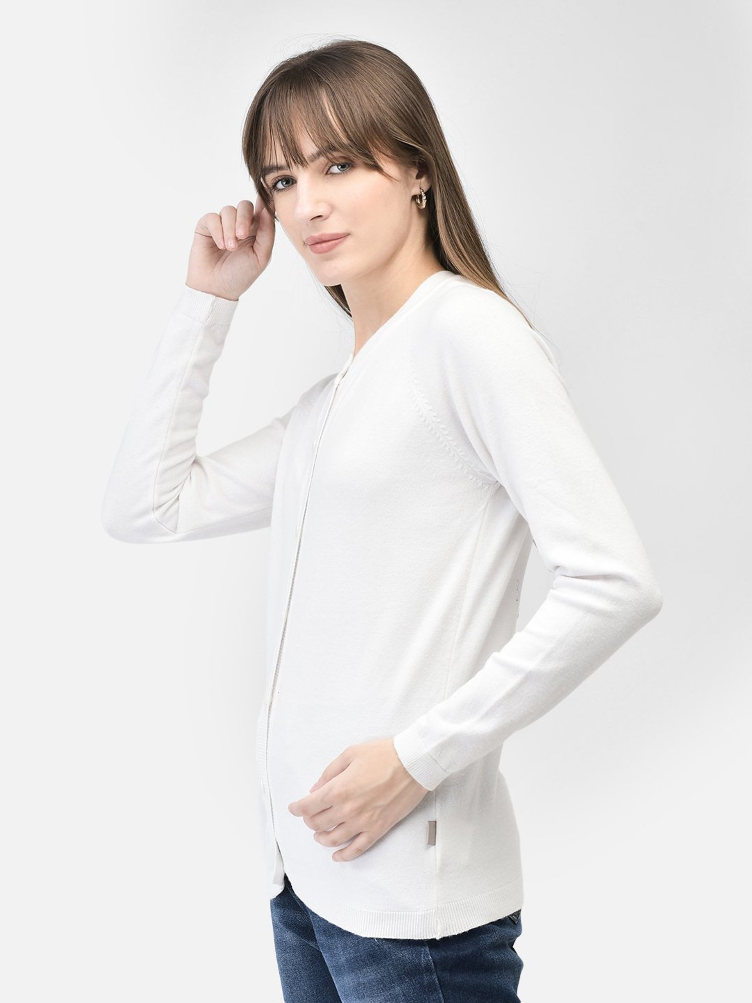 Crimsoune Club White Regular Fit Cardigan