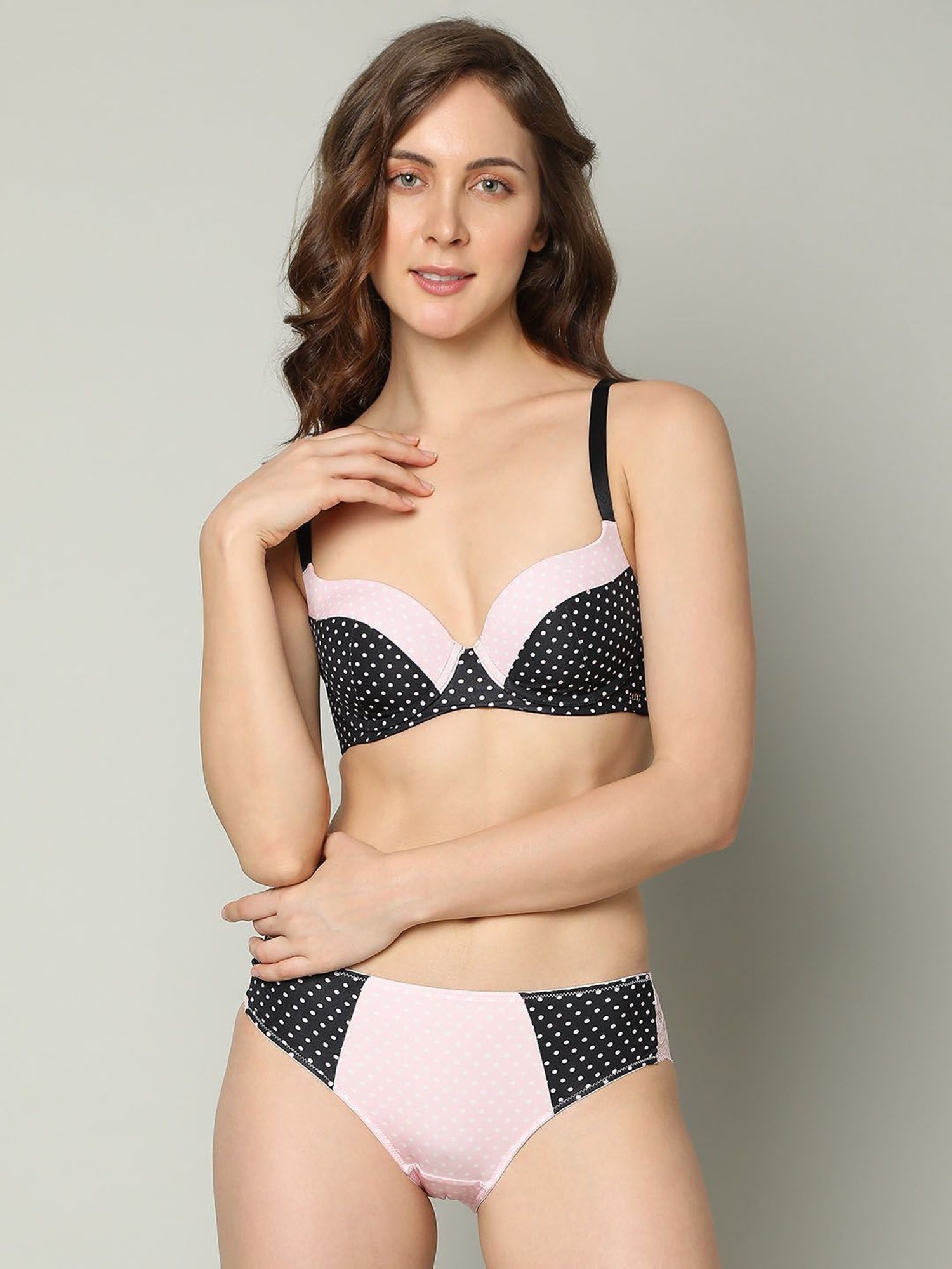 Vero Moda Intimates Black & Pink Printed Full Coverage T-Shirt Bra
