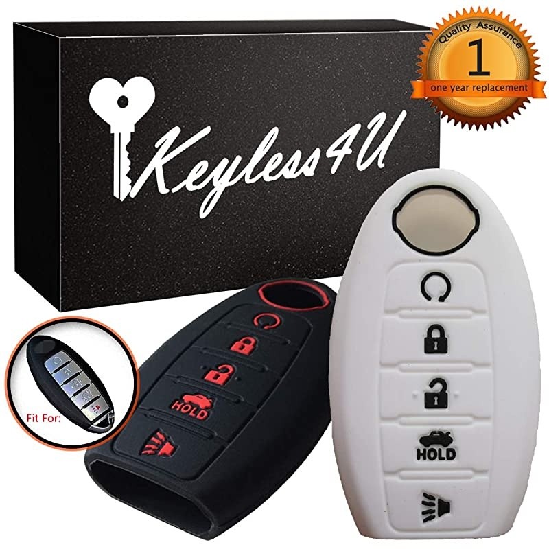 2Pcs  5 Buttons Silicone Key Fob Remote Cover Case Jacket Holder Protector for Nissan Altima Maxima Armada Murano Rogue Sedan Pathfinder Black White