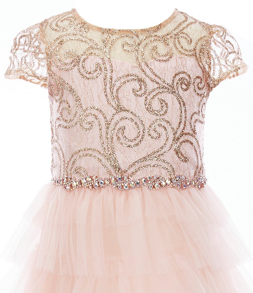 Laura Ashley Little Girls 2T-6X 3/4 Sleeve Rose & Butterfly Print Clip Dot Dress