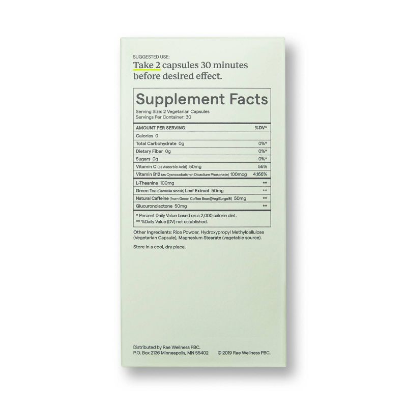 Rae Wellness Energy Dietary Supplement Capsules - 60ct