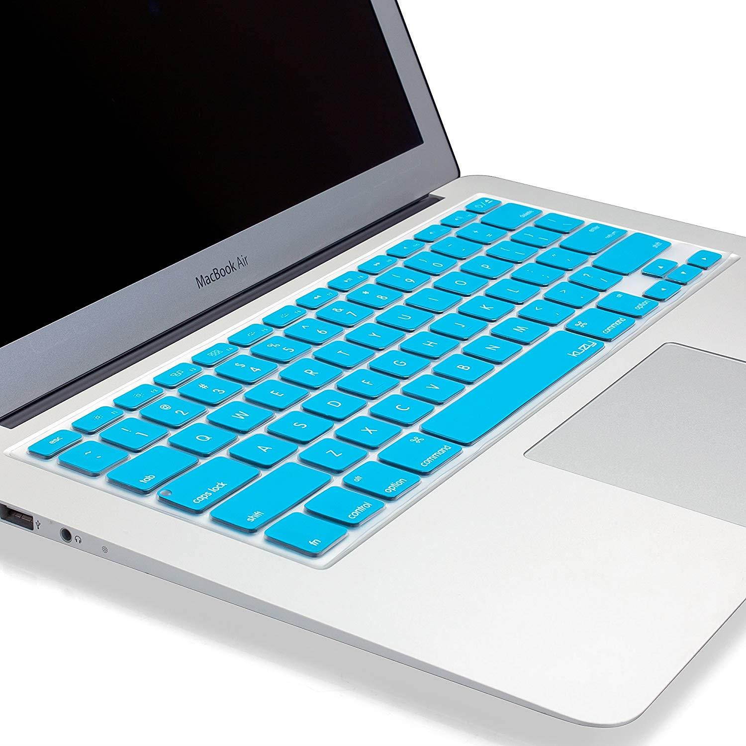 Kuzy AQUA BLUE Keyboard Cover Silicone Skin for MacBook Pro 13" 15" 17" (with or w/out Retina Display) iMac and MacBook Air 13" - Aqua Blue