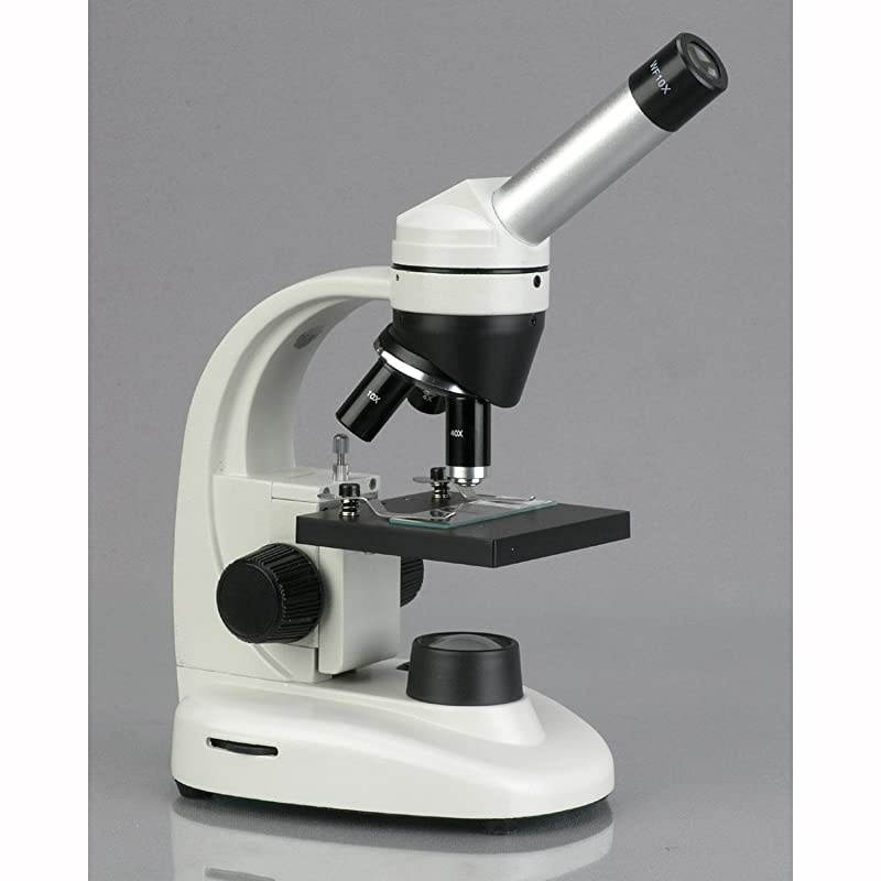 M135C2LPB10 Compound Monocular Microscope WF10x and WF25x widefield eyepieces 40x1000x Magnification Brightfield Upper and Lower LED Illumination Plain Stage Cordless Operation with Rechargeable