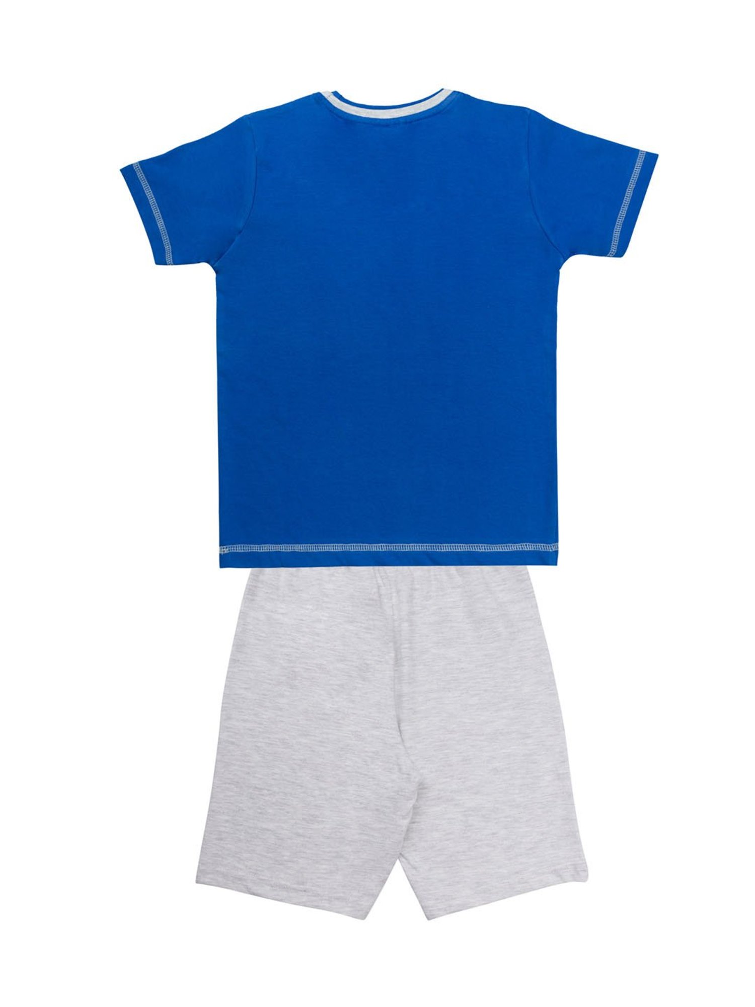 Todd N Teen Kids Printed Blue & Grey T-Shirt with Shorts