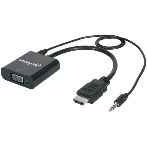 Manhattan Hdmi Male To Vga Female Converter With Audio And Optional Usb Micro-B Power Port - Retail Bag