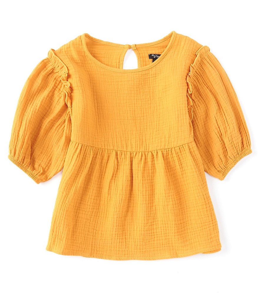 Xtraordinary Big Girls 7-16 Long-Sleeve Dobby Crepe Babydoll Top