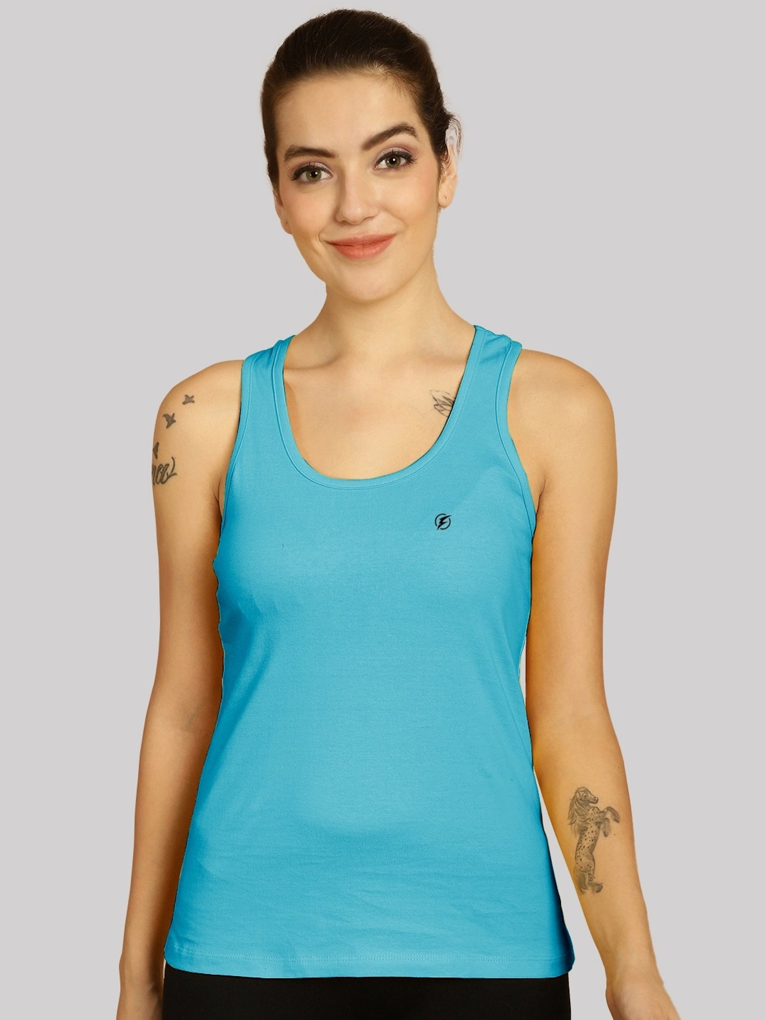 Friskers Purple & Blue Cotton Sports Tank Top - Pack Of 2