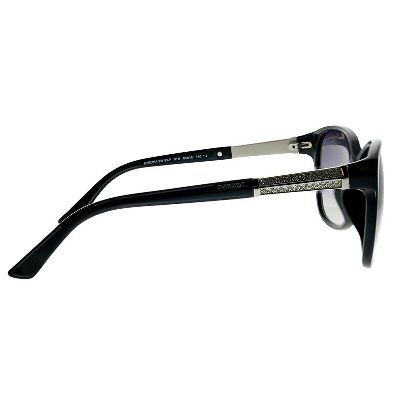 Swarovski Evelina SK0083 01B Womens Rectangle Sunglasses Shiny Black 60mm