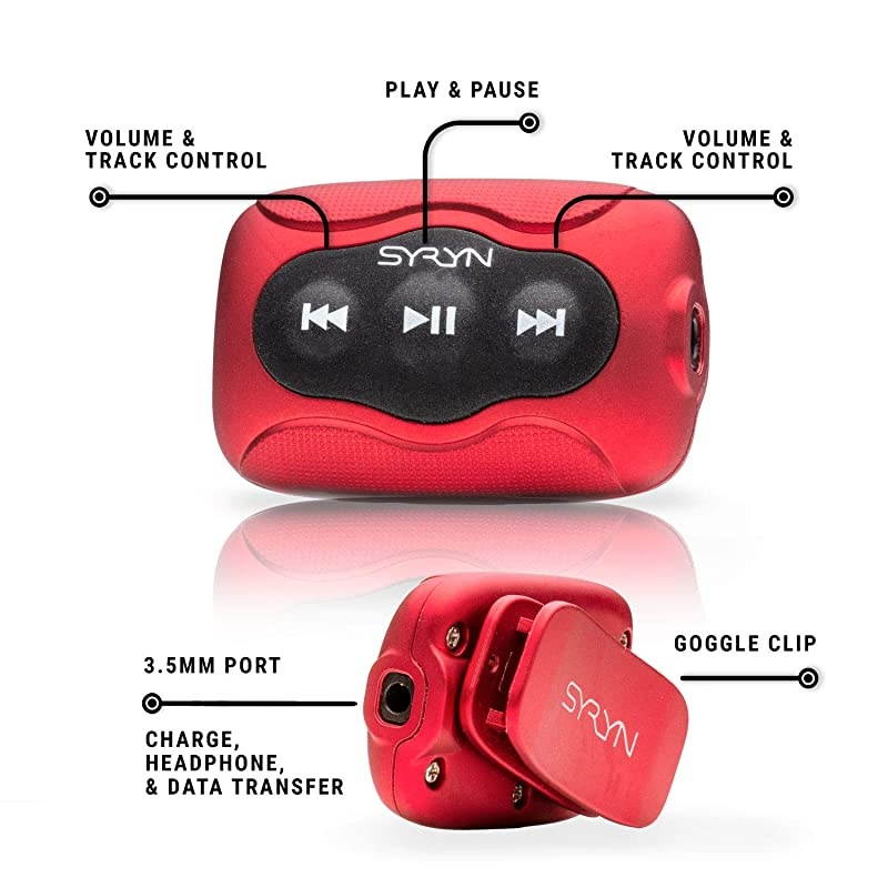 Flip Headphones and 8 GB SYRYN Waterproof MP3 Player with Shuffle Feature