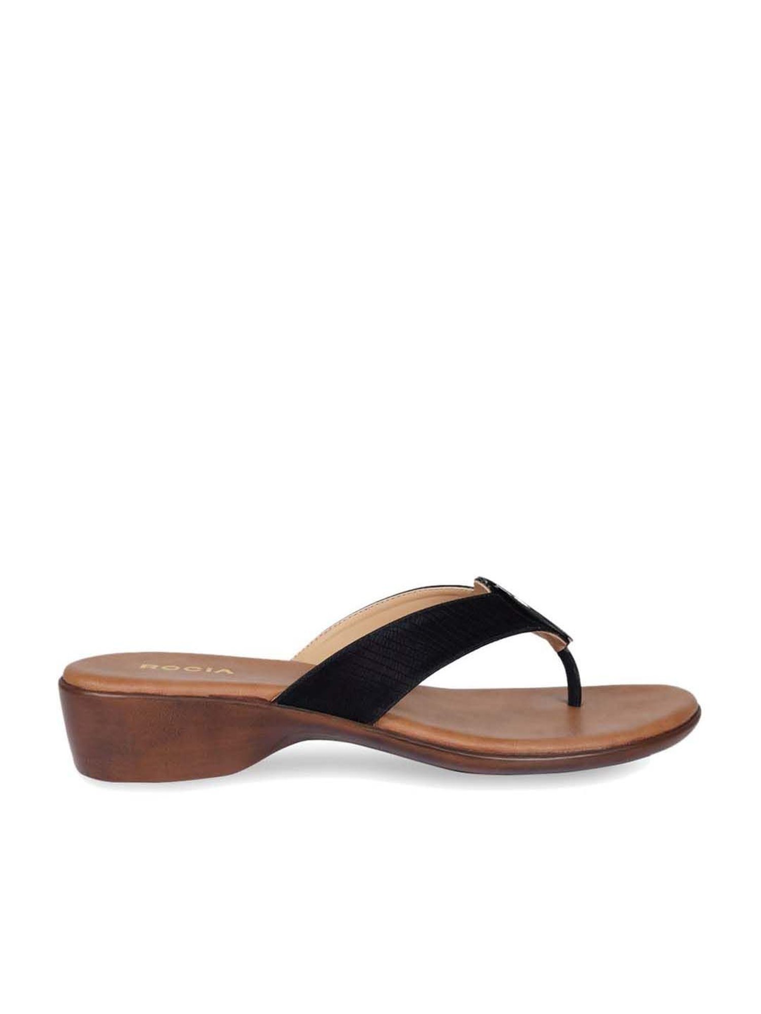 Rocia by Regal Women's Black Thong Wedges