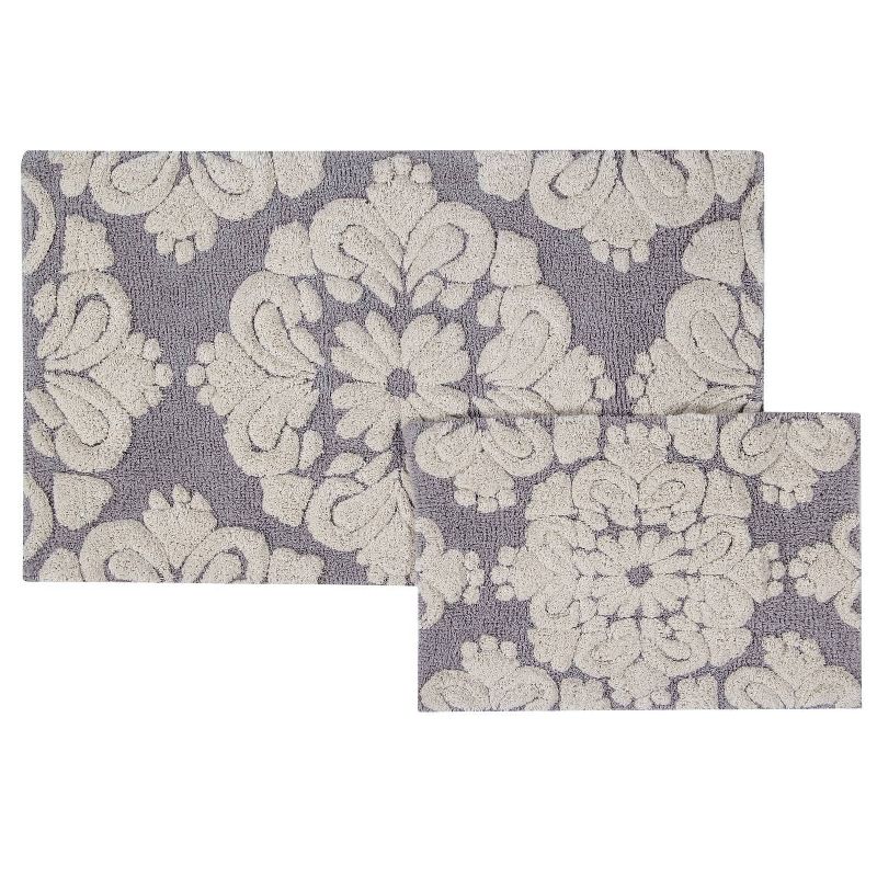 2pc Medallion Collection 100% Cotton Bath Rug Set Gray/Natural - Better Trends