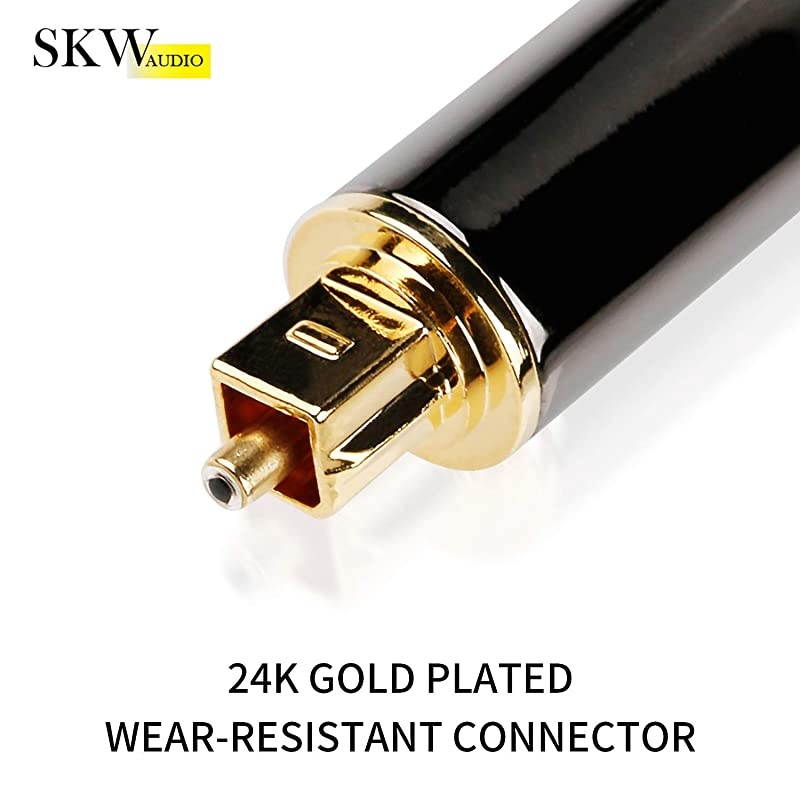 Optical Digital Audio Cable Home Theater Fiber Optic Toslink Male to Male Gold Plated Optical Cables SPDIF Metal Connectors Braided Nylon Jacket 10ft