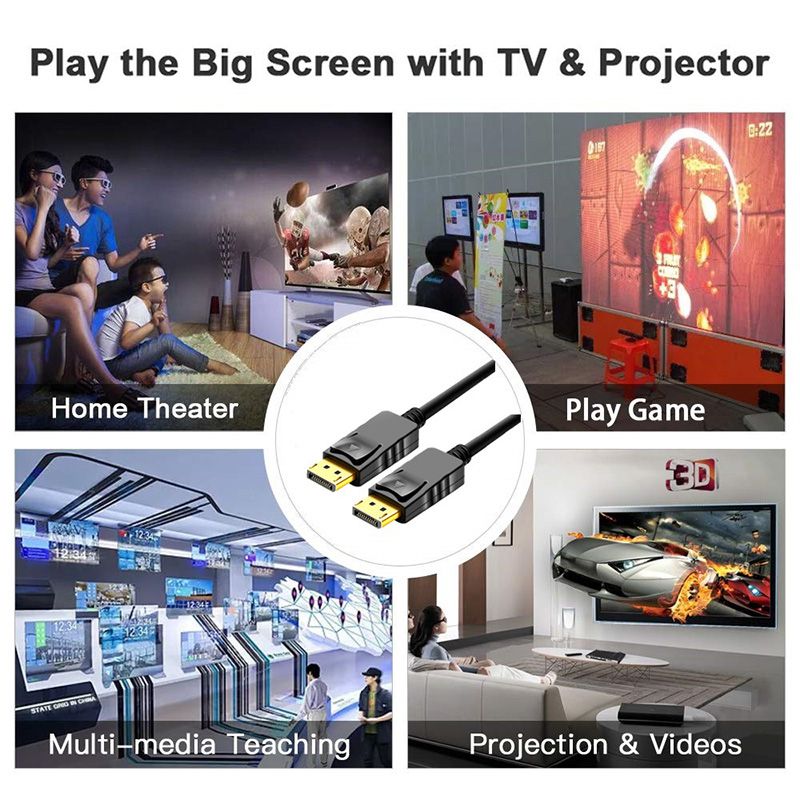 DisplayPort to DisplayPort 6 Feet Cable, Hannord DP Cable, DP to DP Male to Male Cable Gold-Plated Cord, Supports 4K@60Hz, 2K@144Hz Compatible for Lenovo, Dell, HP, ASUS and More