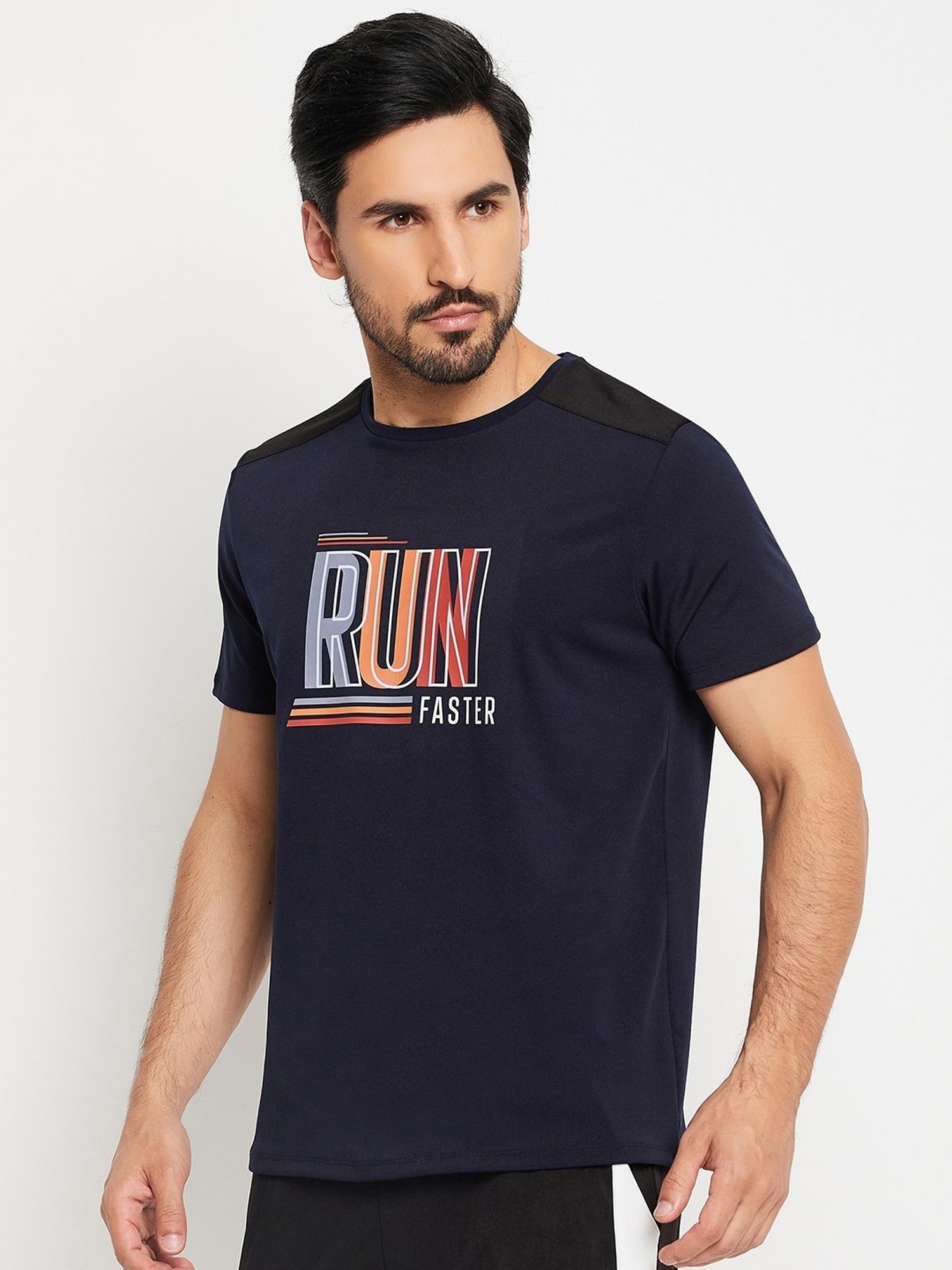 EDRIO Black Relaxed Fit Printed T-Shirt